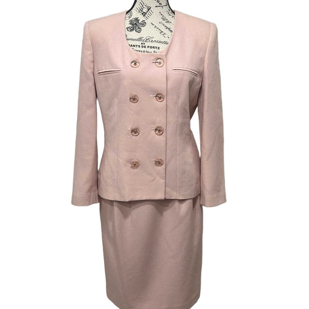 Vintage Gilmor 90s Blush Pink Skirt Suit Set 10P Coquette Retro Office Chic